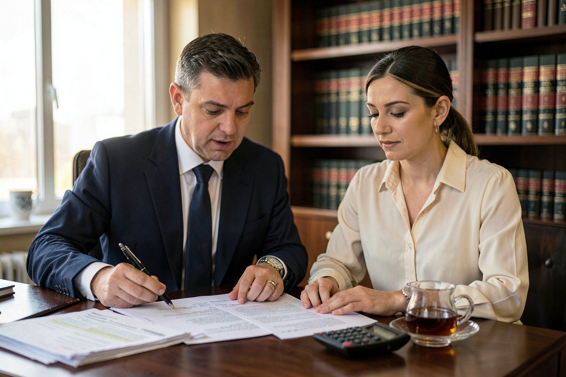 Bir Türk hukuk bürosunda şirketler hukuku avukatı ve mali danışman, asliye ticaret mahkemesinde dava açmadan önce pay değerleme raporunu ve genel kurul tutanaklarını inceliyor
